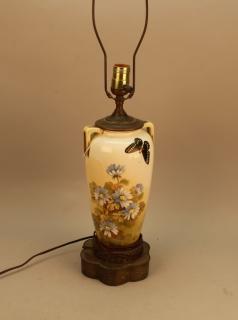 Appraisal: th C Lamp w Flower and Butterfly Motif th C