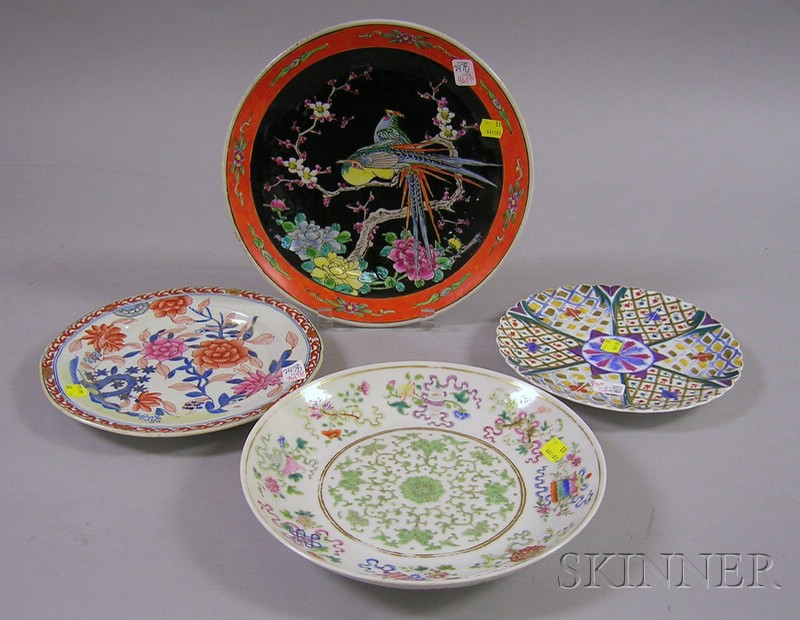 Appraisal: Four Assorted Decorated Porcelain Plates a Chinese export porcelain dish