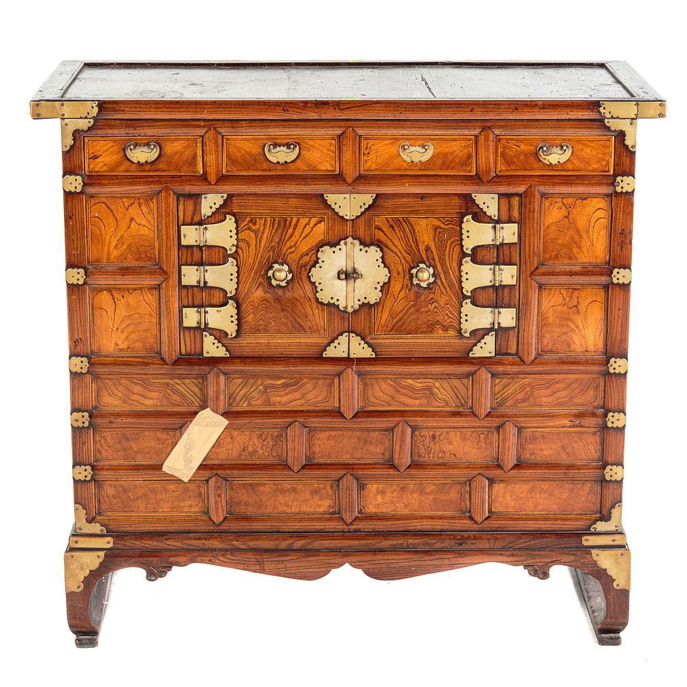 Appraisal: Korean Mixed Wood Tansu With brass mounts and hardware four