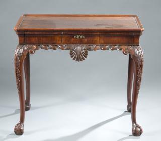 Appraisal: Chippendale period mahogany tea table th c Federal demilune flip