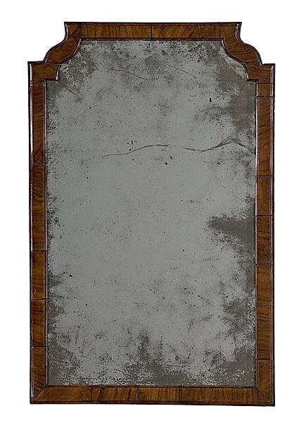 Appraisal: WALNUT QUEEN ANNE-STYLE LOOKING GLASS English second half th century