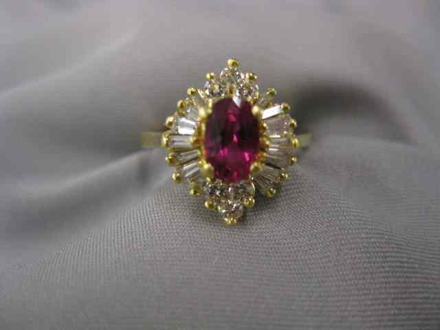 Appraisal: ruby Diamond Ring oval ruby weighing carat surrounded by baguette