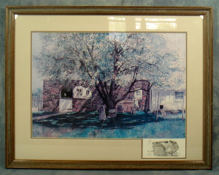 Appraisal: Peter Sculthorpe b PAFA print Tree in Front of Barn