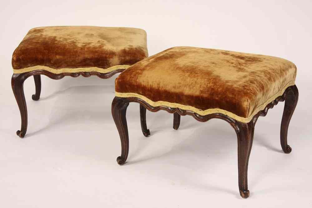 Appraisal: PAIR TH C FRENCH FOOTSTOOLS - Pair of Louis XV