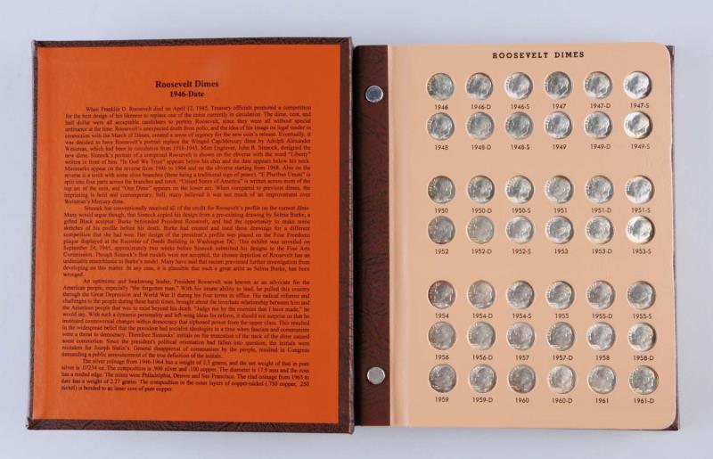 Appraisal: Roosevelt Dime Collection In Book - coins BU