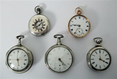 Appraisal: A group of three silver pair cased pocket watches the