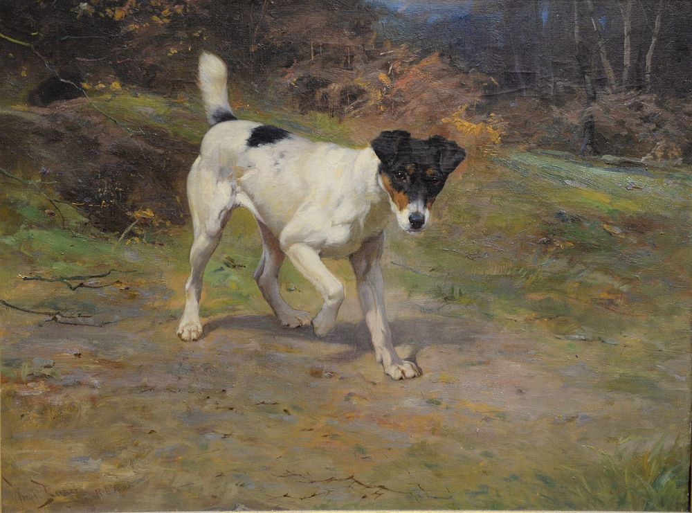 Appraisal: Wright Barker - Jack Russell Terrier oil on canvas signed