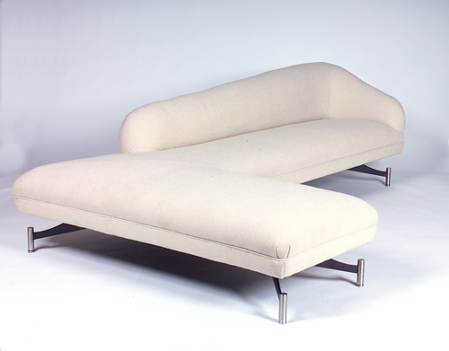 Appraisal: VLADIMIR KAGAN Swan-back L-shaped sofa upholstered in ivory boucle fabric