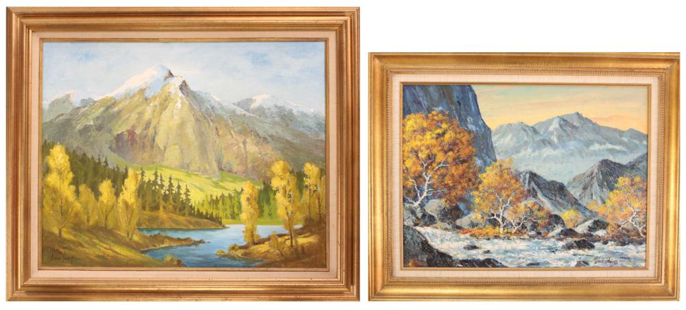 Appraisal: TWO MOUNTAIN LANDSCAPES OIL PAINTINGS Don Schaffer California Oregon -