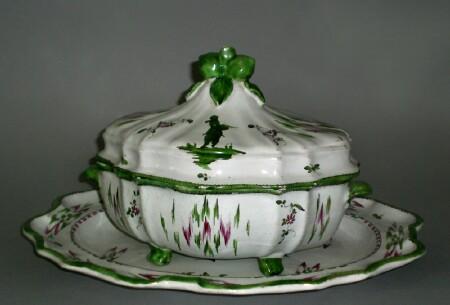 Appraisal: FAIENCE TUREEN AND COVER ON STAND Tureen x x in