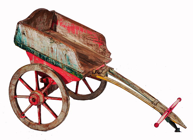 Appraisal: AN EARLY TH CENTURY INDIAN PAINTED HARDWOOD MINIATURE HANDCART cm