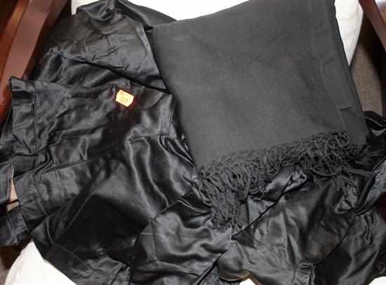 Appraisal: Victorian mourning skirt bonnet and shawl Estimate - No condition