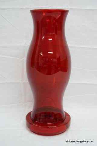 Appraisal: Hand Blown Ruby Red Art Glass Tall Hurricane LampFrom the