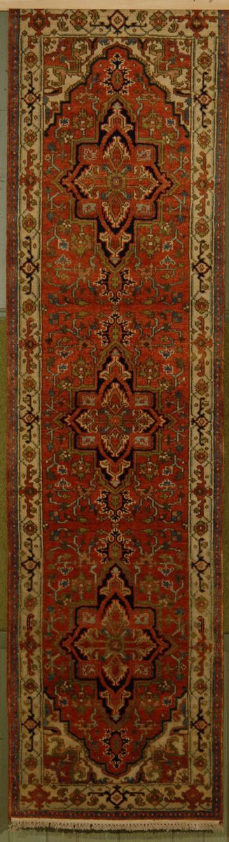 Appraisal: ORIENTAL RUG HERIZ DESIGN RUNNER ' x ' With three