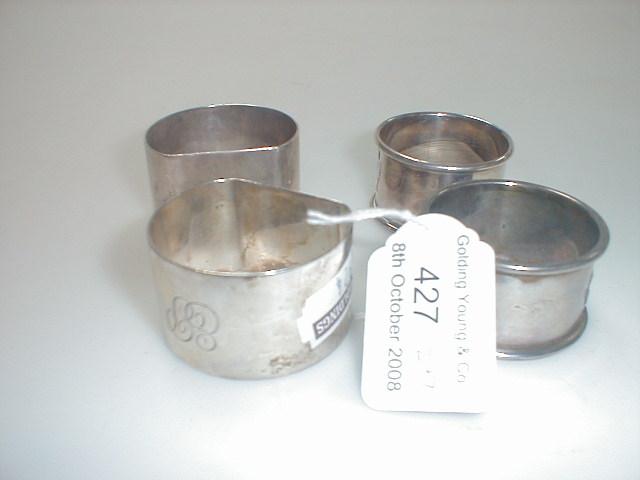 Appraisal: A pair of George VI silver D shaped napkin rings