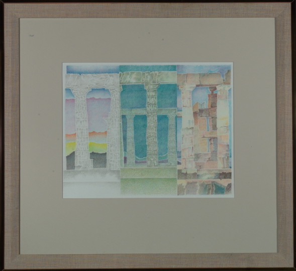 Appraisal: John Clemmer American b Temple of Poseidon Sounion colored pencil