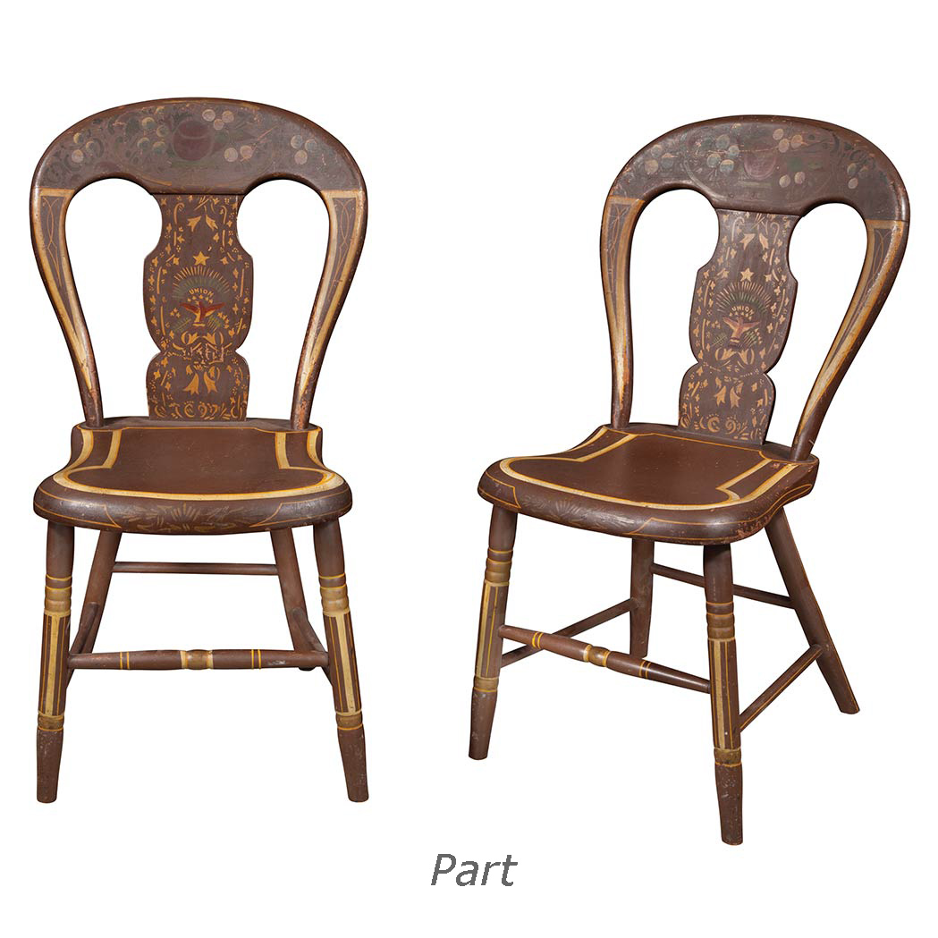 Appraisal: Set of Six Painted and Stencil Decorated Side Chairs Probably