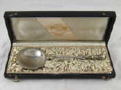 Appraisal: A continental silver standard cake serving spoon in fitted case