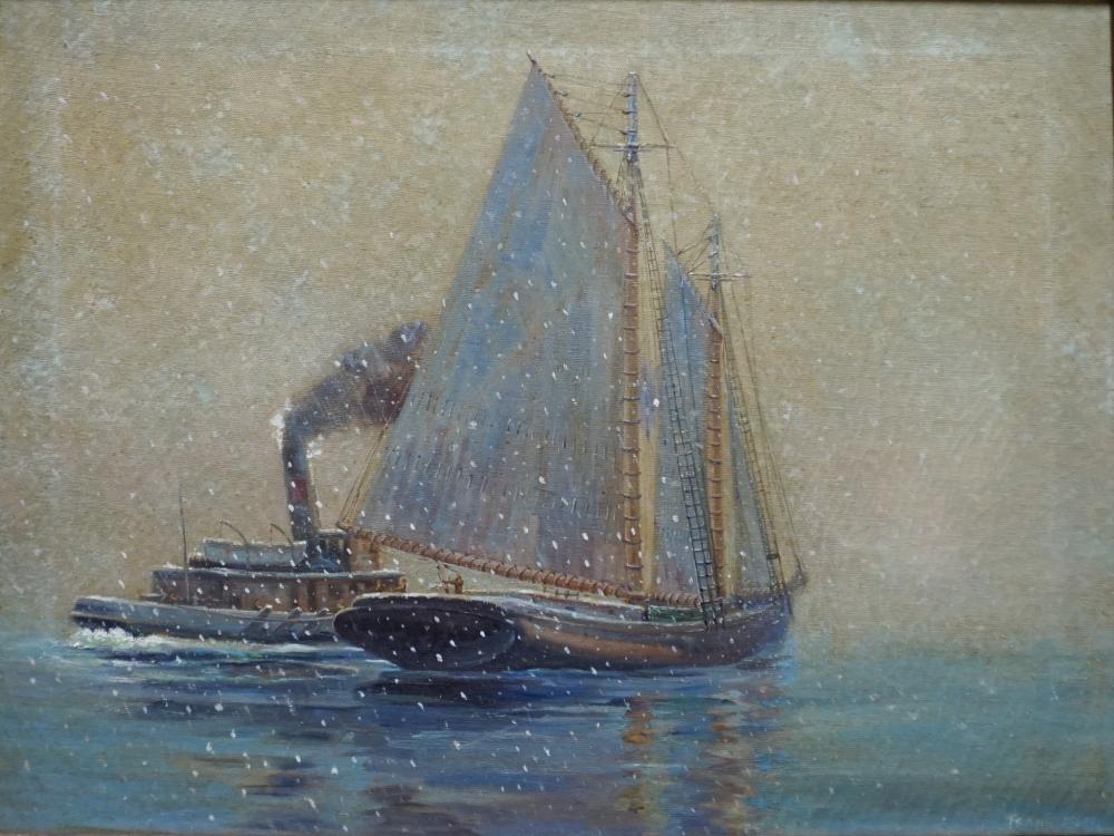 Appraisal: AMERICAN TH CENTURY SCHOOL SAILING IN THE SNOW OIL ON