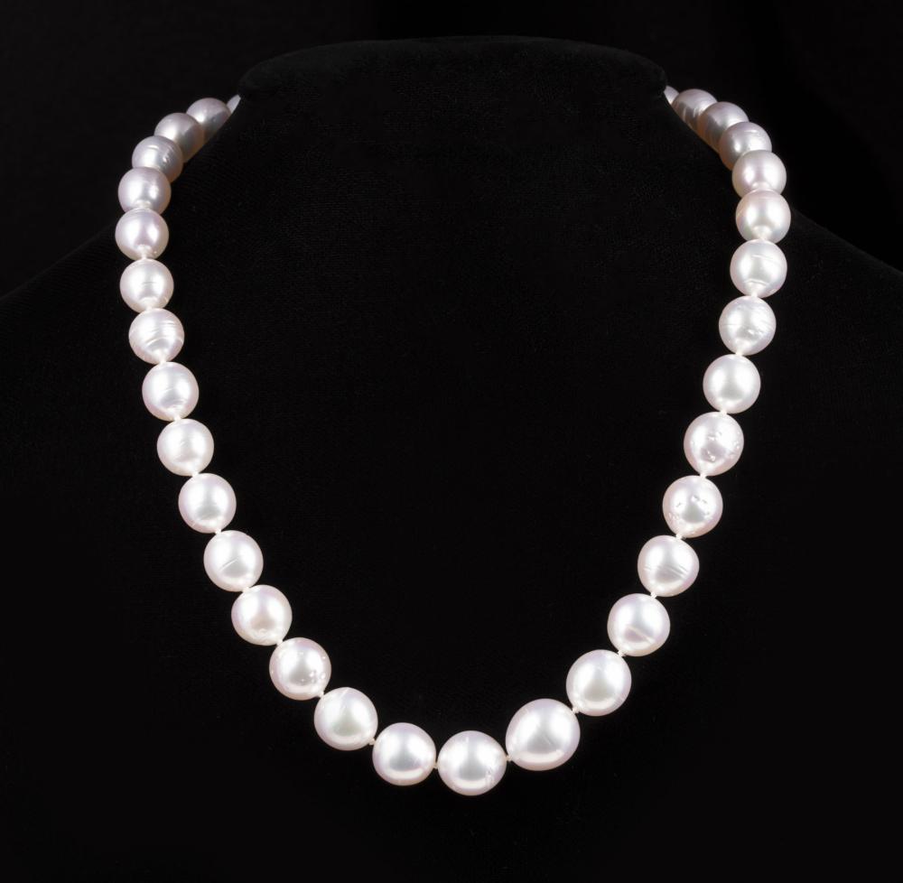 Appraisal: kt White Gold and South Sea Pearl Necklace off round