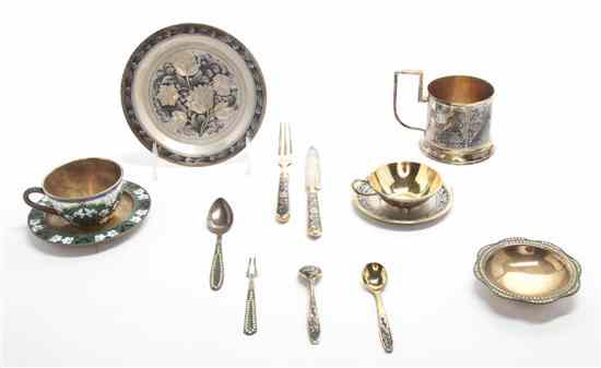 Appraisal: A Collection of Russian Niello and Enameled Silver Articles each