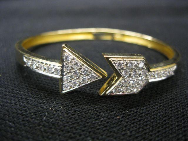 Appraisal: Diamond Hinged Bangle Bracelet arrow motif with carat of high