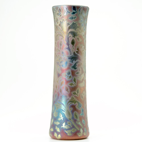 Appraisal: WELLER Sicard tall corseted vase decorated with large flowers and