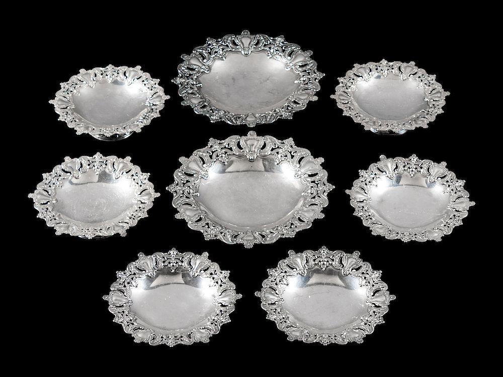 Appraisal: A Set of Eight Portuguese Silver Tazze A Set of