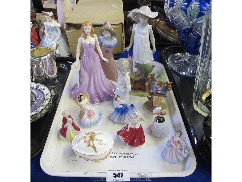 Appraisal: Tray of assorted figures to include six miniature Royal Doulton