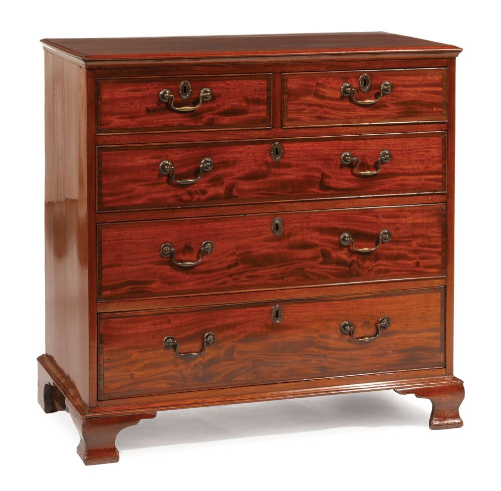 Appraisal: George III Plum Pudding Mahogany Chest of Drawers early th