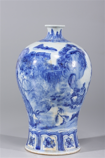 Appraisal: Chinese blue and white porcelain Meiping vase with landscape designs