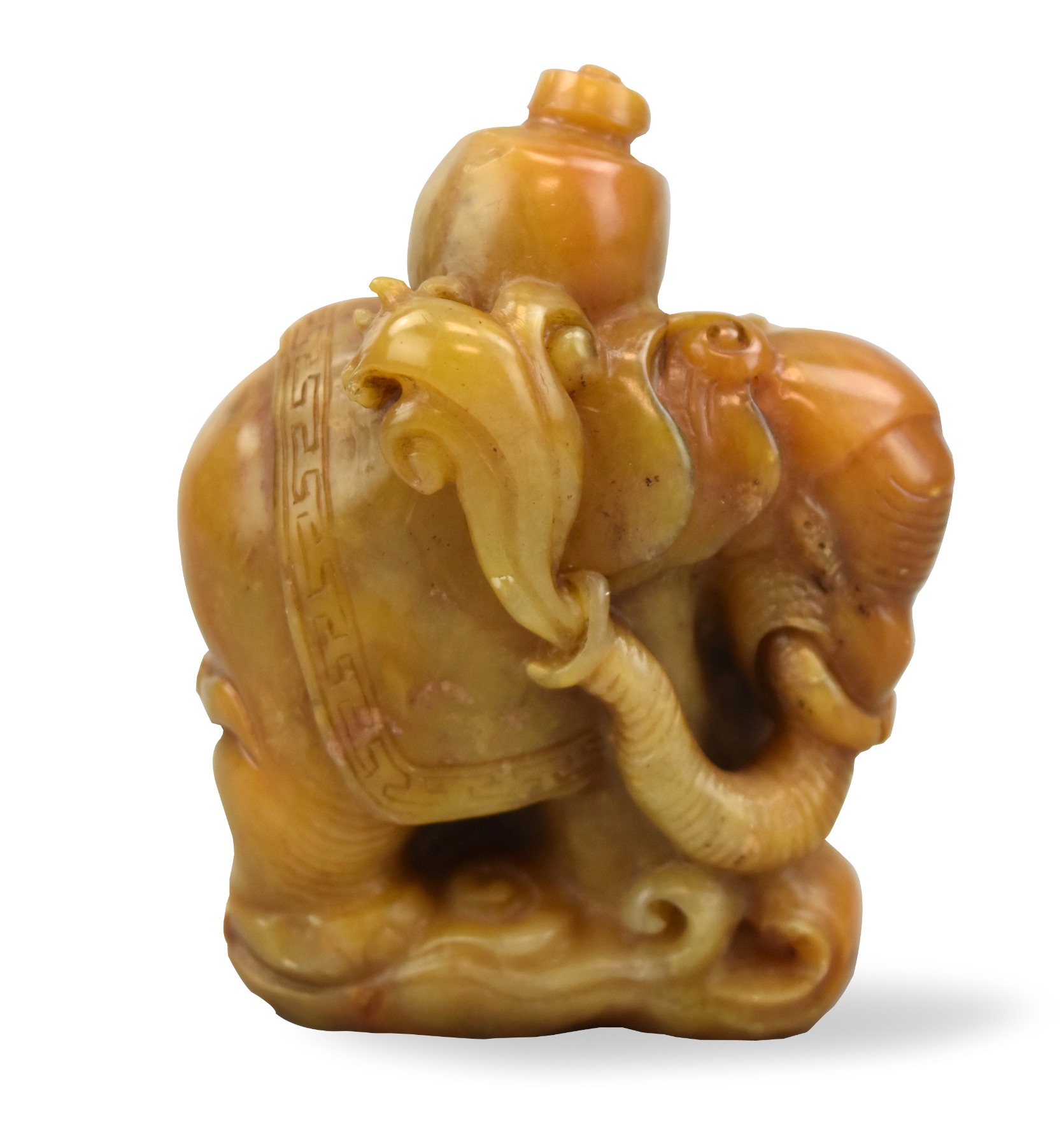 Appraisal: Chinese Late Qing Dynasty elephant carved in soapstone carrying a