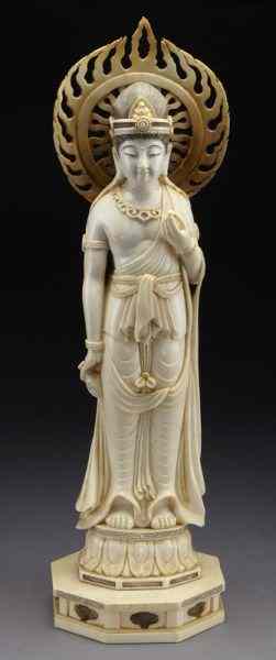 Appraisal: Japanese carved ivory Guanyin Bodhisattva International buyers should note that