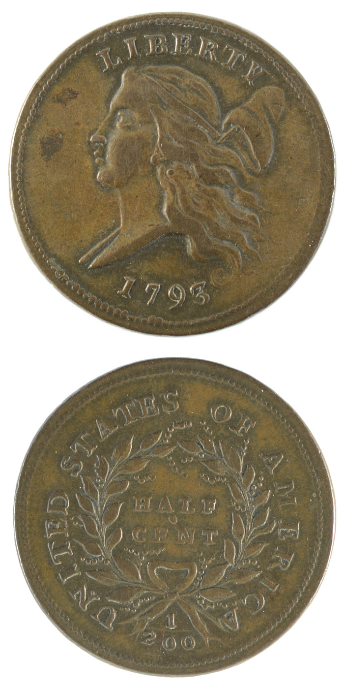 Appraisal: U S LIBERTY CAP HALF CENT flowing hair head facing