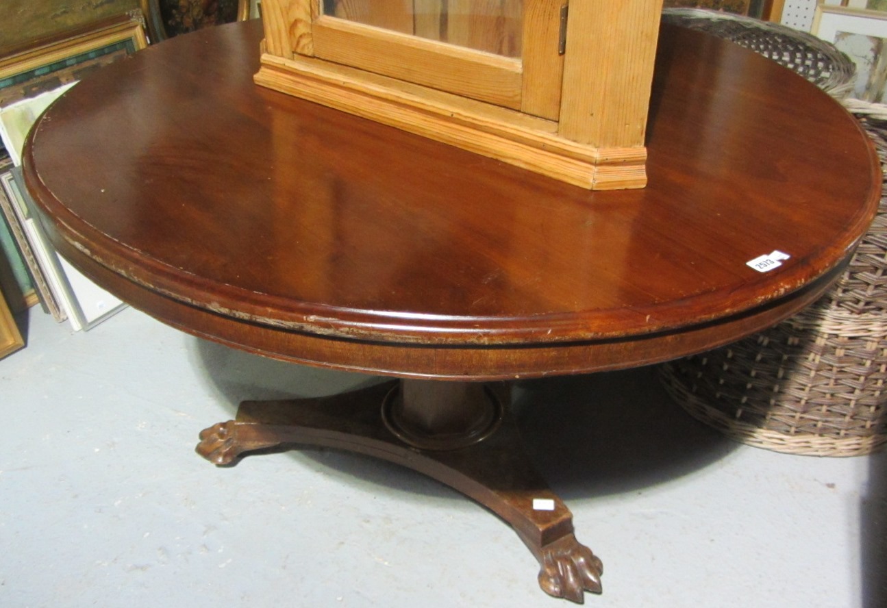 Appraisal: A th century mahogany lift top circular breakfast table