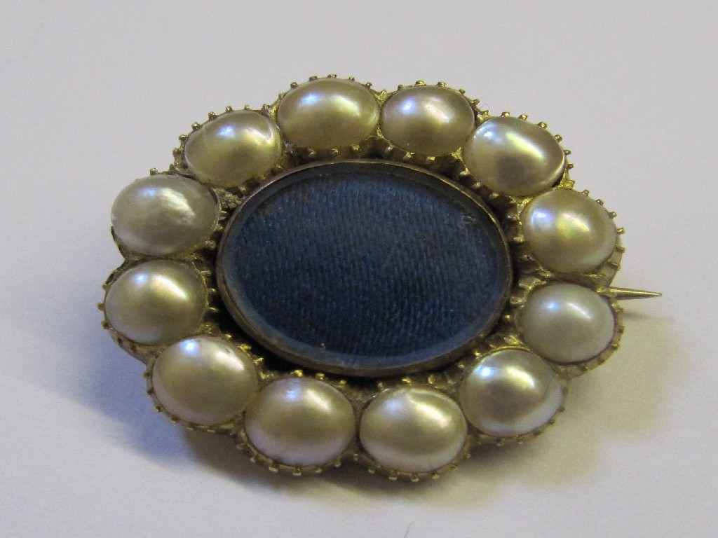 Appraisal: Victorian remembrance brooch set with cultured pearls