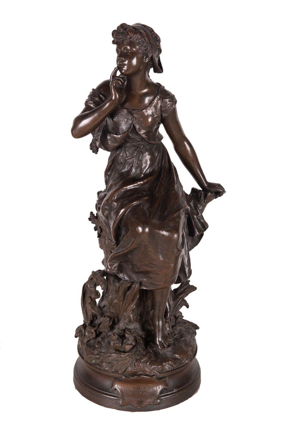 Appraisal: HIPPOLYTE FRANCOIS MOREAU CHANT DE L'ALOUETTE bronze inscribed in casting