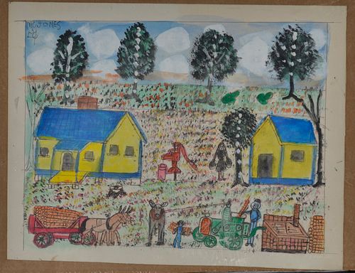 Appraisal: MC CENT JONES FOLK ART DRAWINGmarker on paper signed Condition