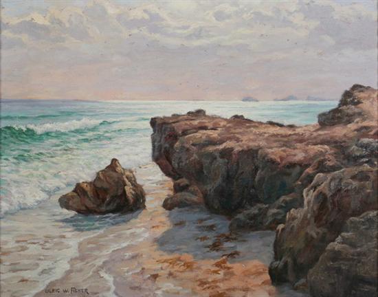 Appraisal: ULRICH FISHER American - ROCKY COASTLINE AT DAWN signed lower