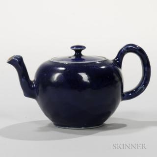 Appraisal: Staffordshire Littler's Blue Decorated Salt-glazed Stoneware Teapot and Cover England