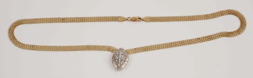 Appraisal: k yellow gold necklace with diamonds -- round and baguette