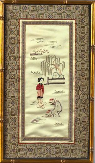 Appraisal: Group of Five Chinese Embroidered Silk Panels consisting of a