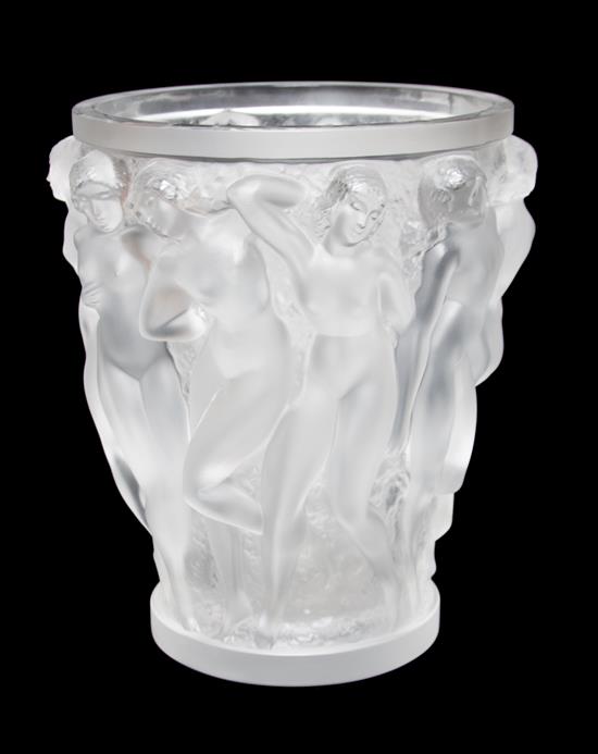 Appraisal: Sale Lot A Lalique Molded and Frosted Glass Vase Bacchantes