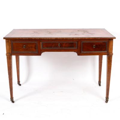 Appraisal: A Louis XVI mahogany dressing table circa the rectangular brass