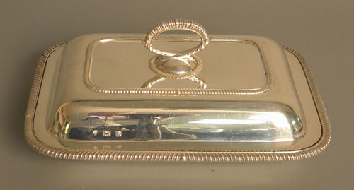 Appraisal: English sterling silver covered entree dish early th c ozt