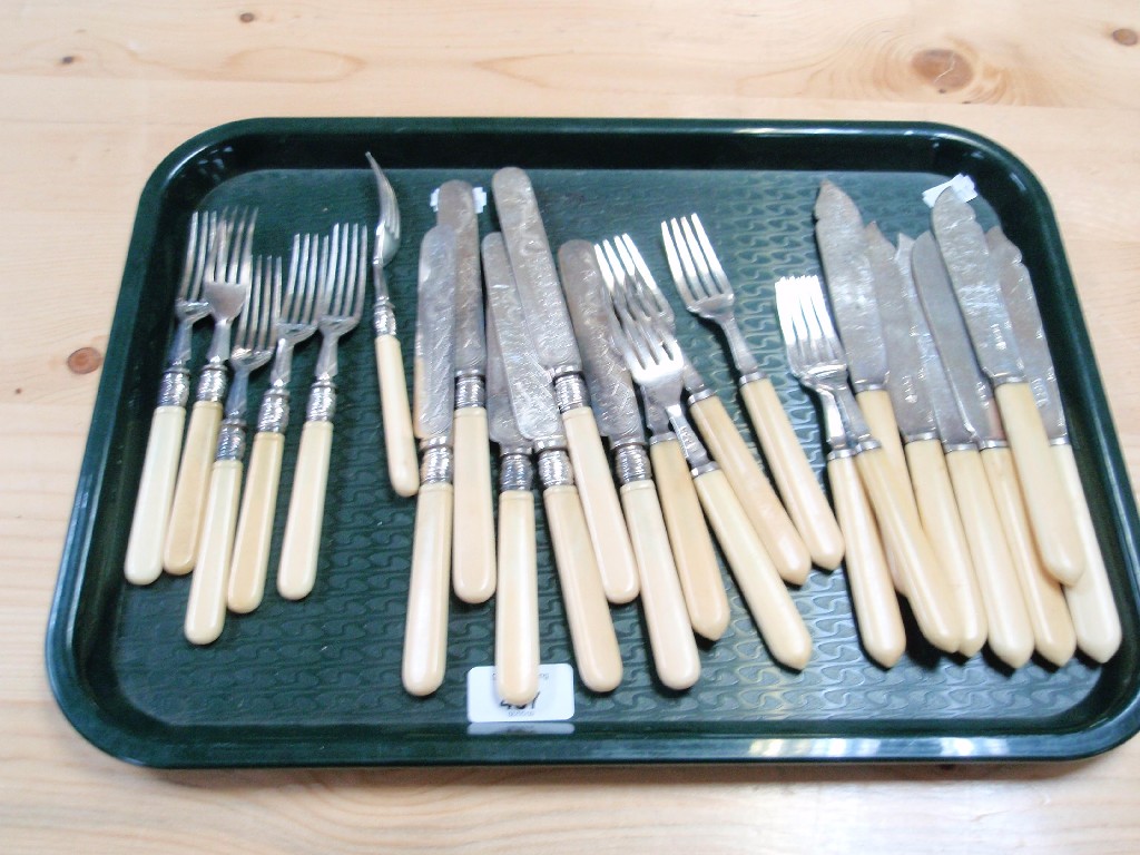 Appraisal: A set of late Victorian silver bladed fish knives and