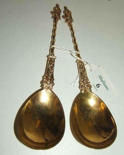 Appraisal: A pair of Victorian silver gilt Apostle spoons with twisted