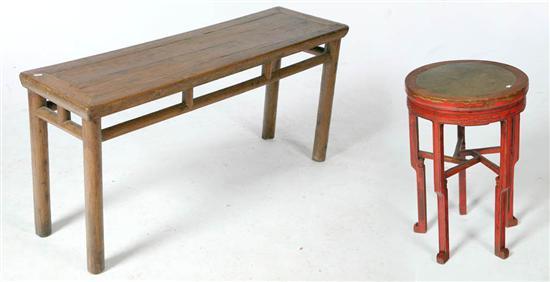 Appraisal: BENCH AND STOOL China th- th century softwood Bench with