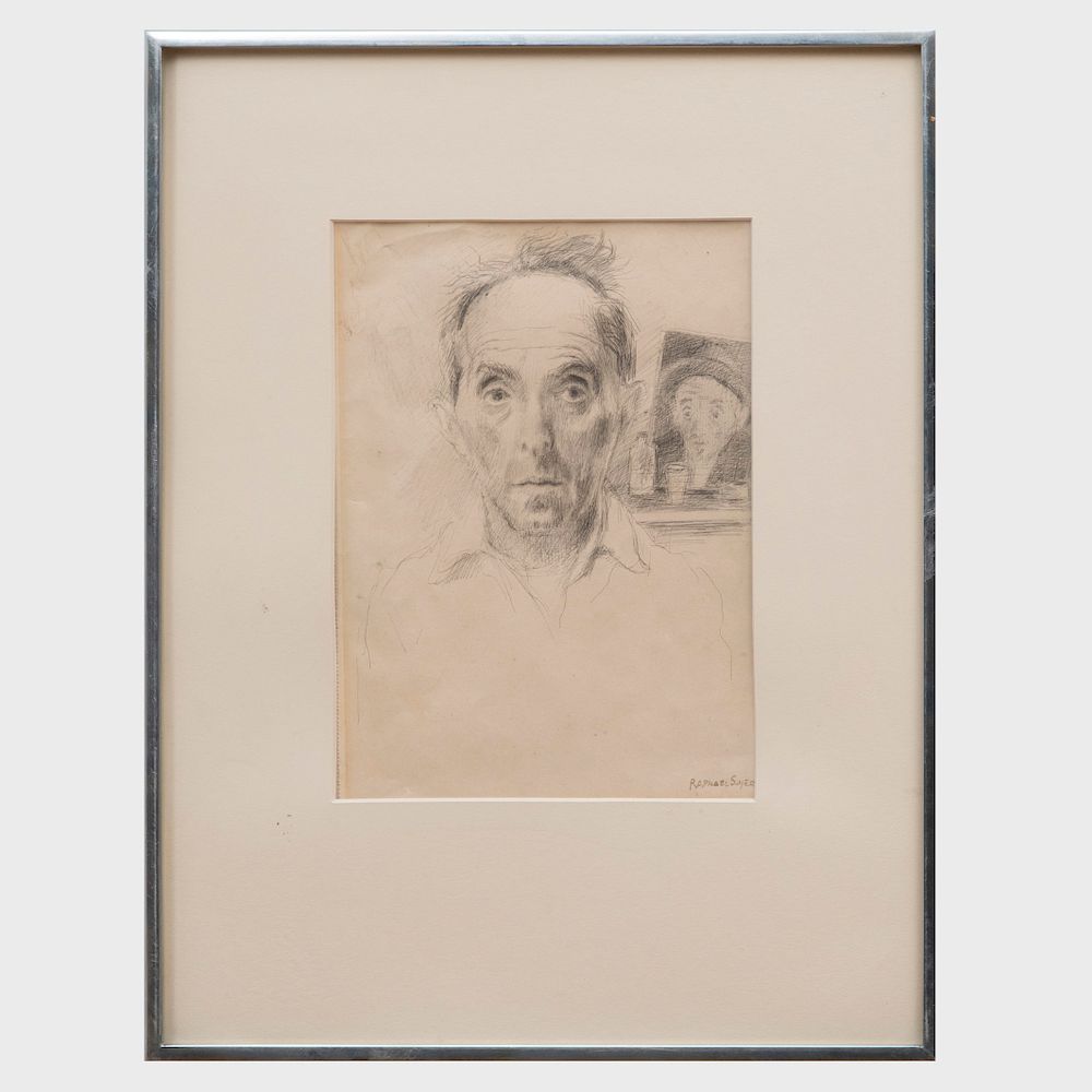 Appraisal: Raphael Soyer - Self Portrait and My Father Pencil on