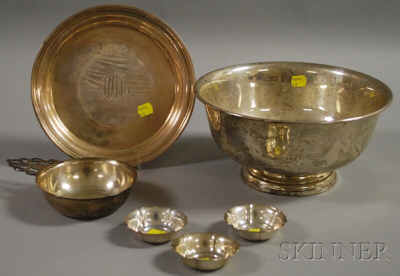 Appraisal: Six American Sterling Table Articles a large Preisner Revere-style bowl